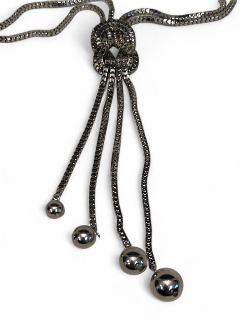 Silver Lariat Y Chain Necklace Statement Drop - Picture 4 of 8